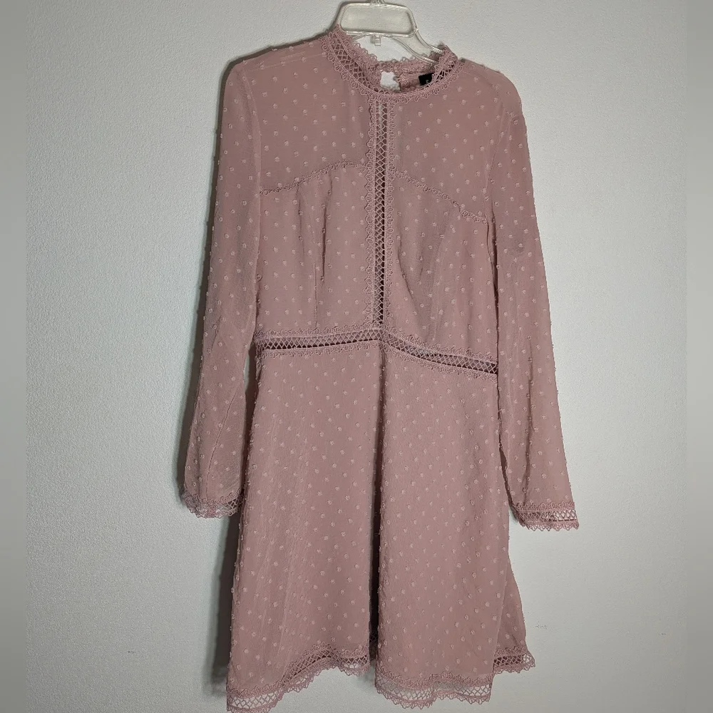 Bardot Womens Dress Cherie Lace Trim Long Sleeves‎ Party Coquette Keyhole 12 XL